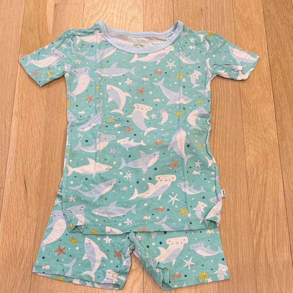 Little Sleepies Aqua Shark Pajama Set Size 3T